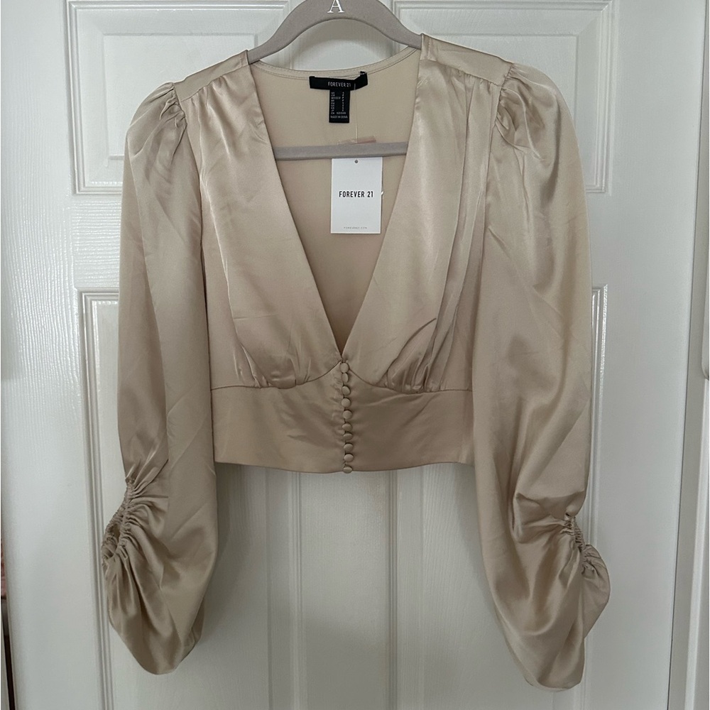 Forever21 Button Up Blouse color Champagne